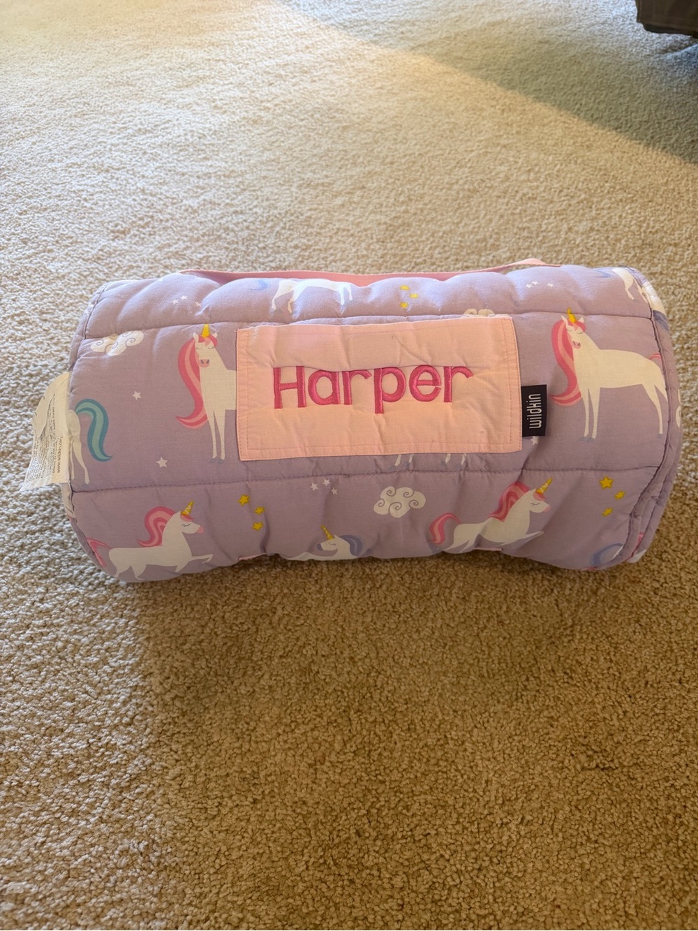 Personalized Harper Unicorn Kids Nap Mat - Lavender & Pink